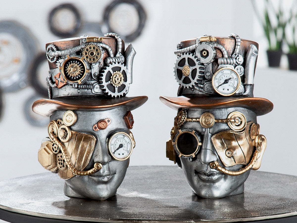 Steampunk Vrouwenhoofd Decoratie Zilver