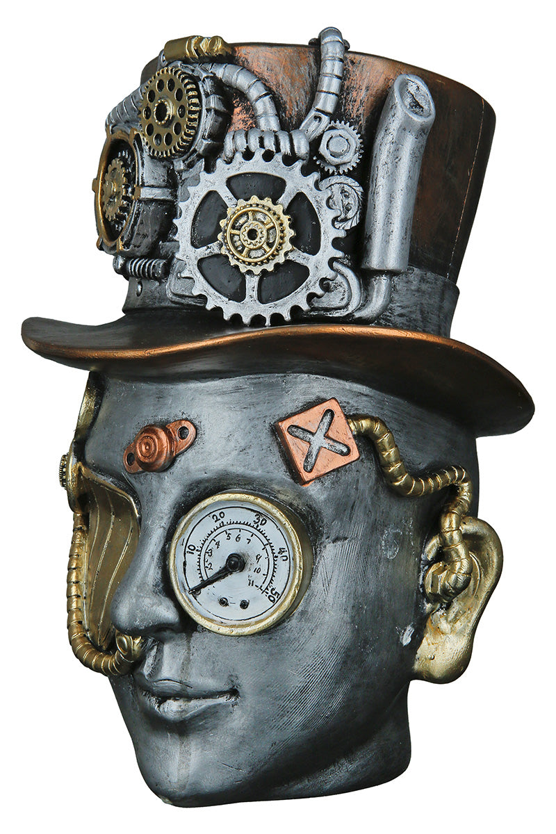 Steampunk Vrouwenhoofd Decoratie Zilver