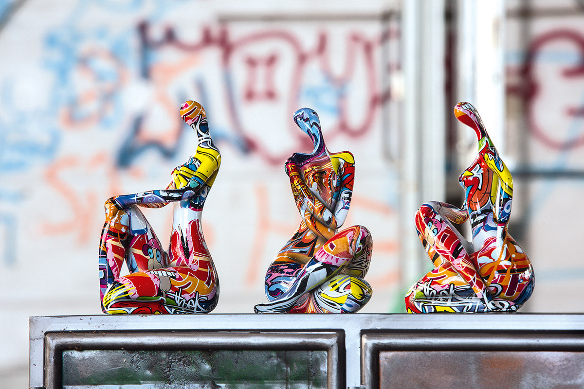 Street Art Vrouwenfiguur Multicolor