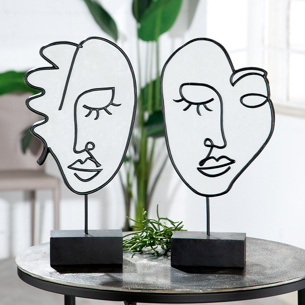 Visione Gezicht Sculptuur Wit-Zwart