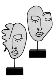 Visione Gezicht Sculptuur Wit-Zwart