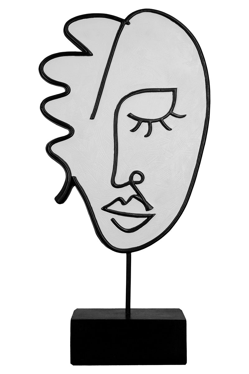 Visione Gezicht Sculptuur Wit-Zwart