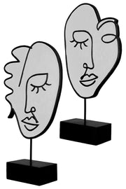 Visione Gezicht Sculptuur Wit-Zwart
