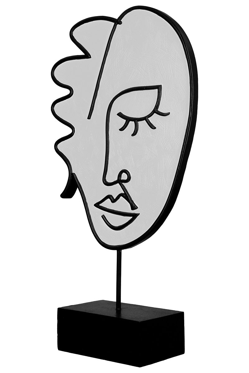 Visione Gezicht Sculptuur Wit-Zwart