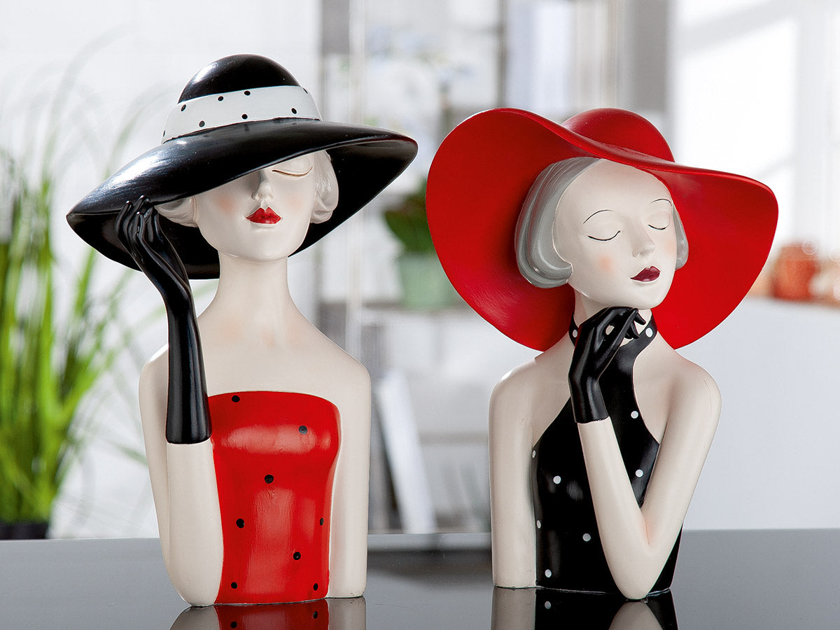 Lady Zwarte Hoed Figuur Rood