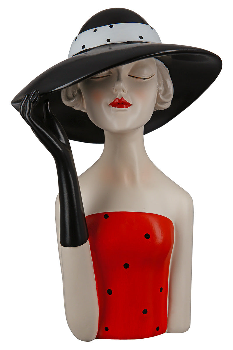 Lady Zwarte Hoed Figuur Rood
