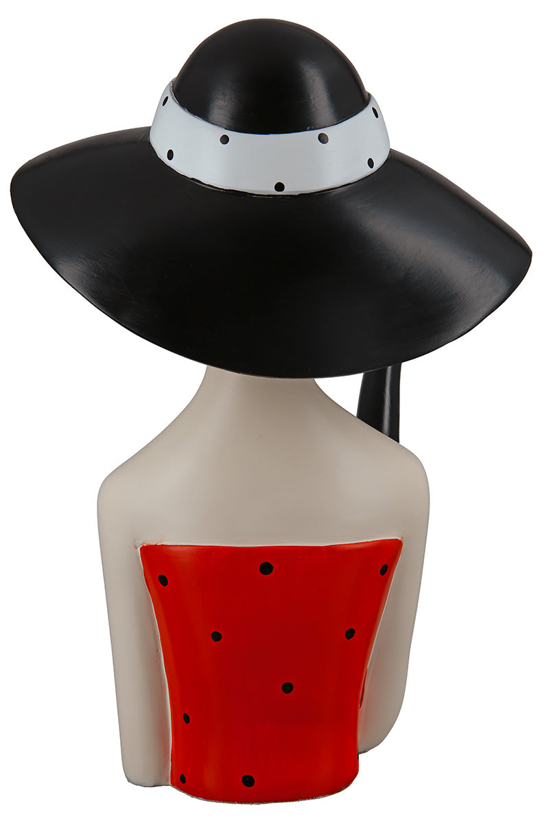 Lady Zwarte Hoed Figuur Rood