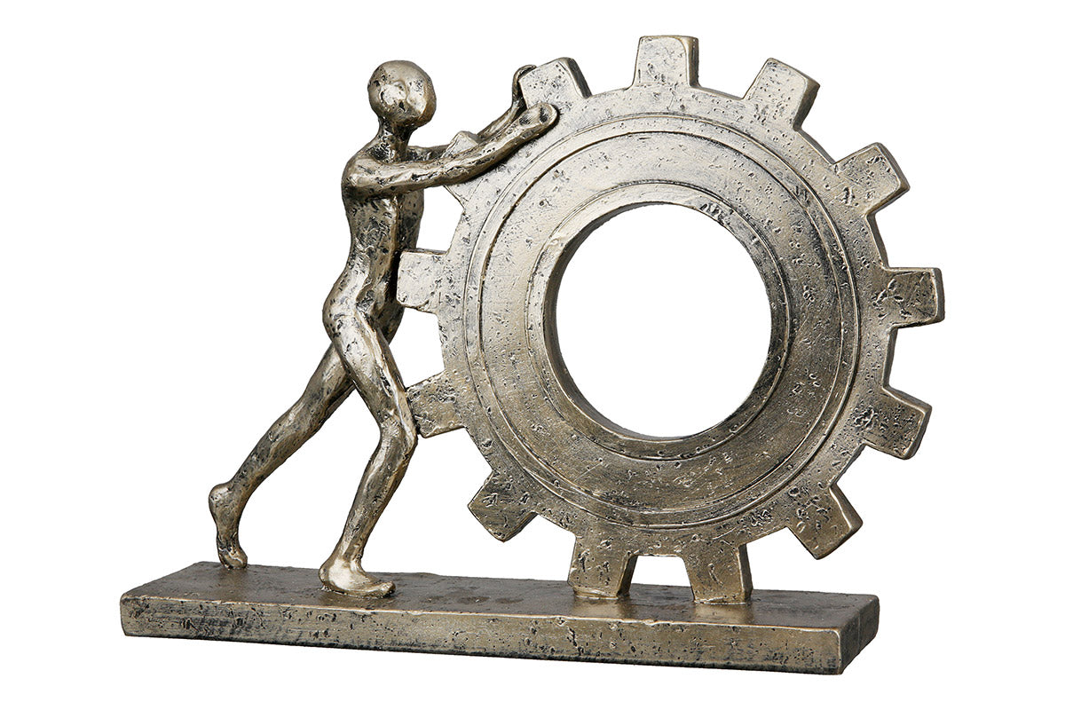 Zahnrad Tandwiel Sculptuur Goud