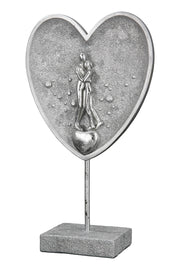 Paar in Hart Sculptuur Zilver