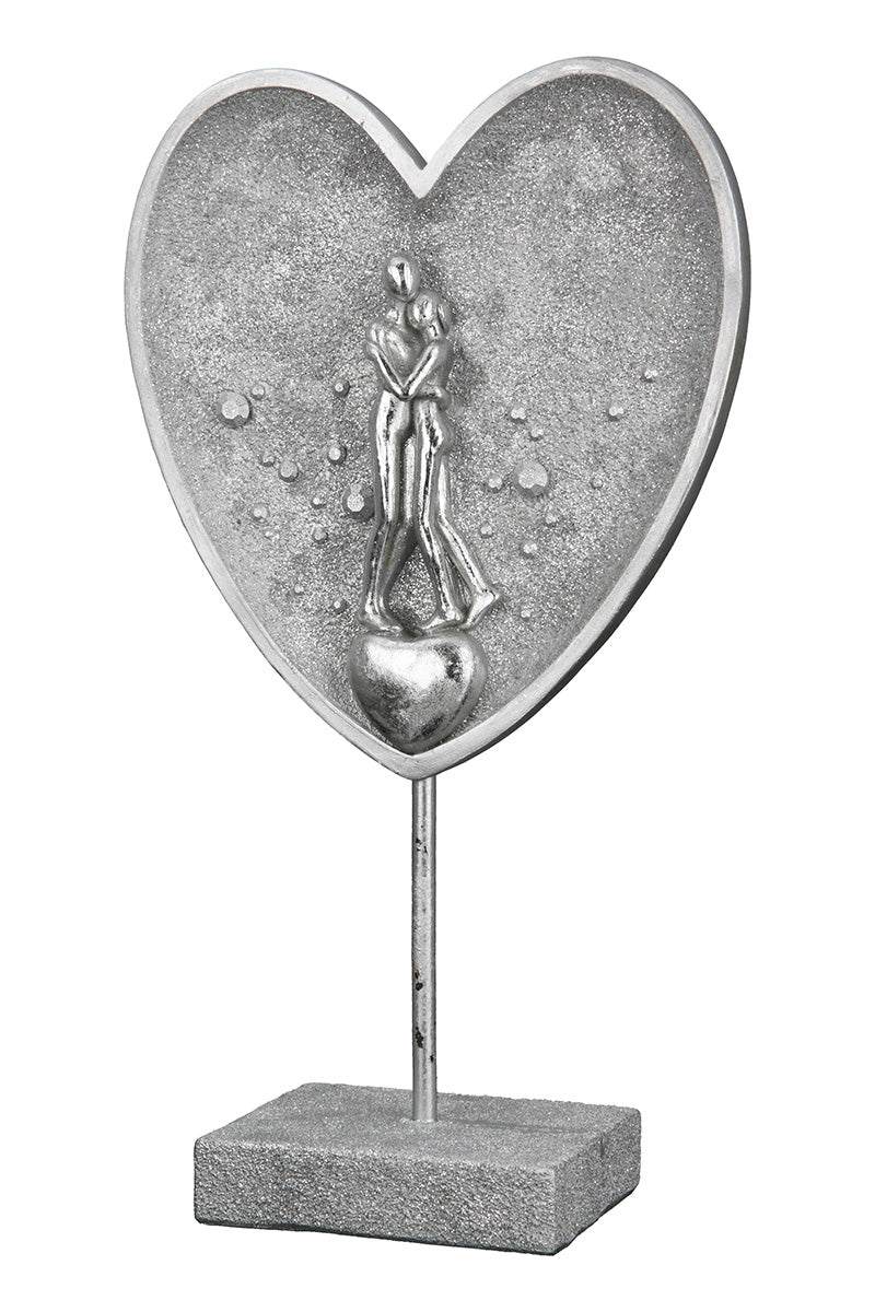 Paar in Hart Sculptuur Zilver