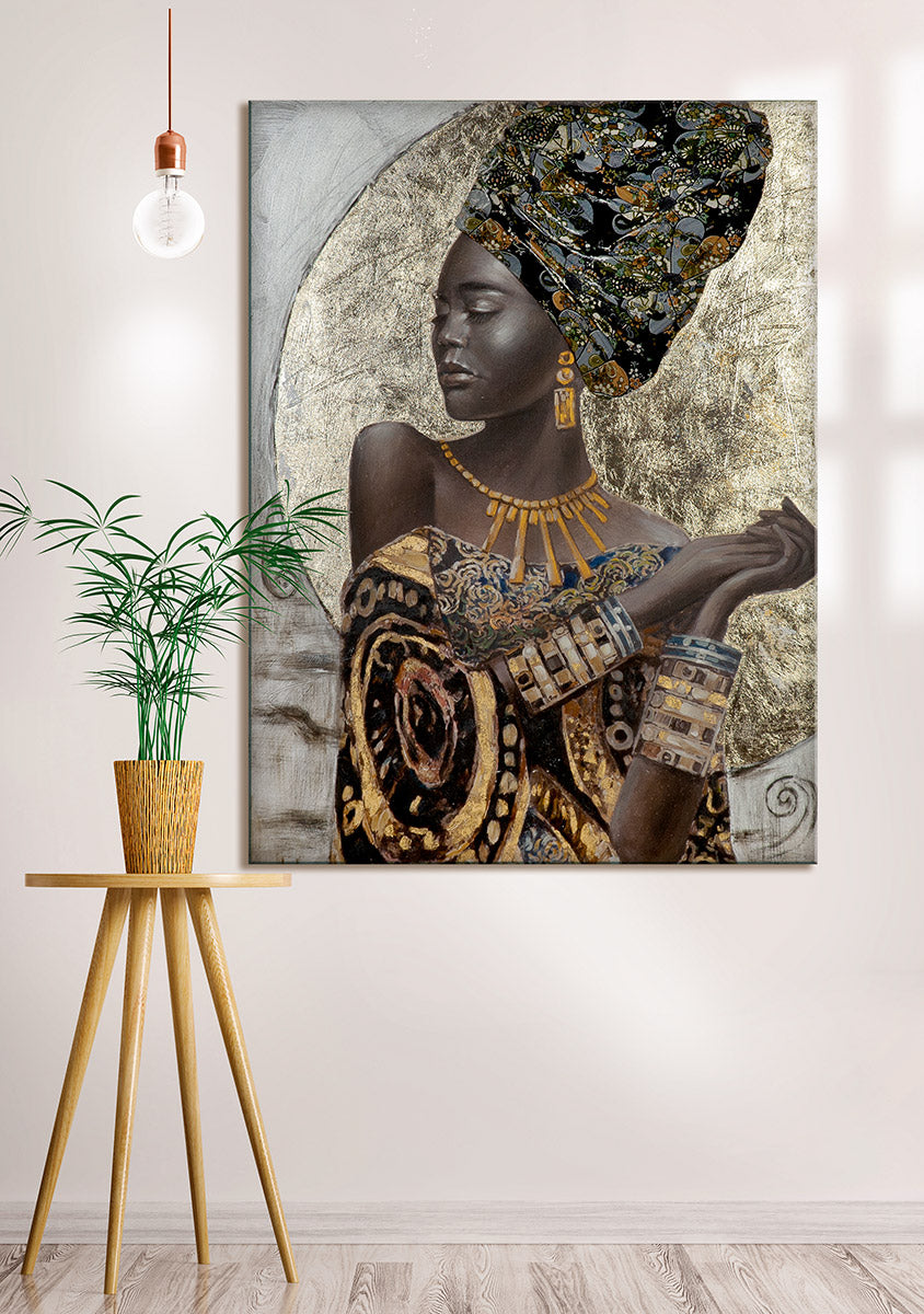 African Lady vrouwenschilderij 120 cm