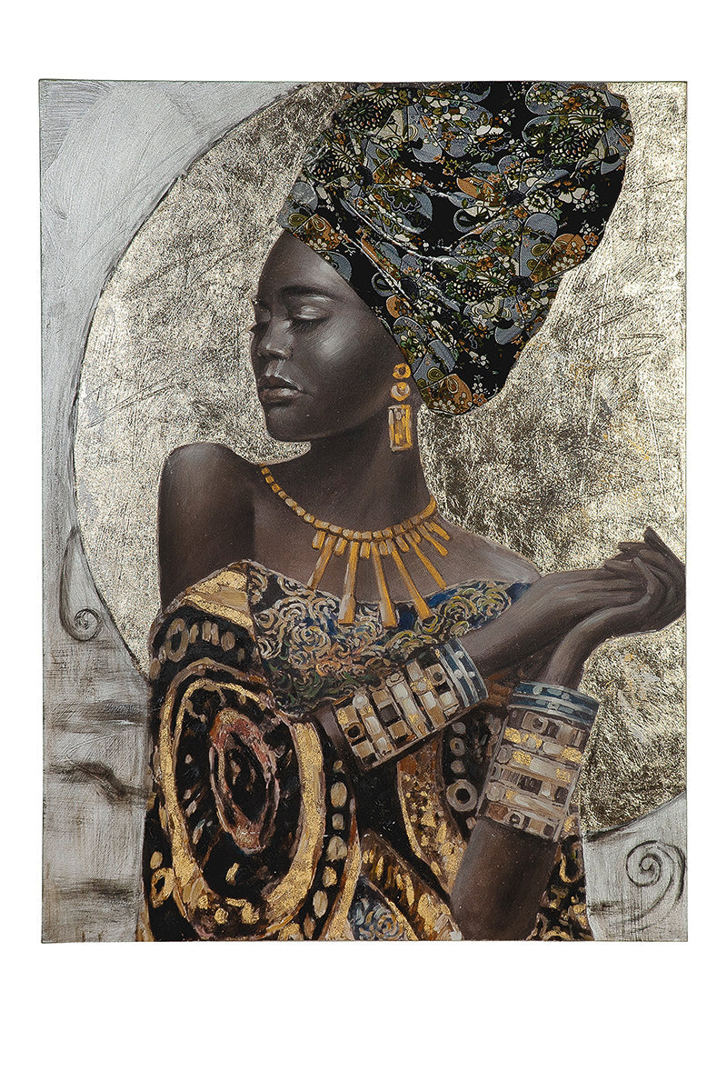African Lady vrouwenschilderij 120 cm