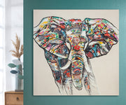 Bunter Elefant schilderij 100 cm
