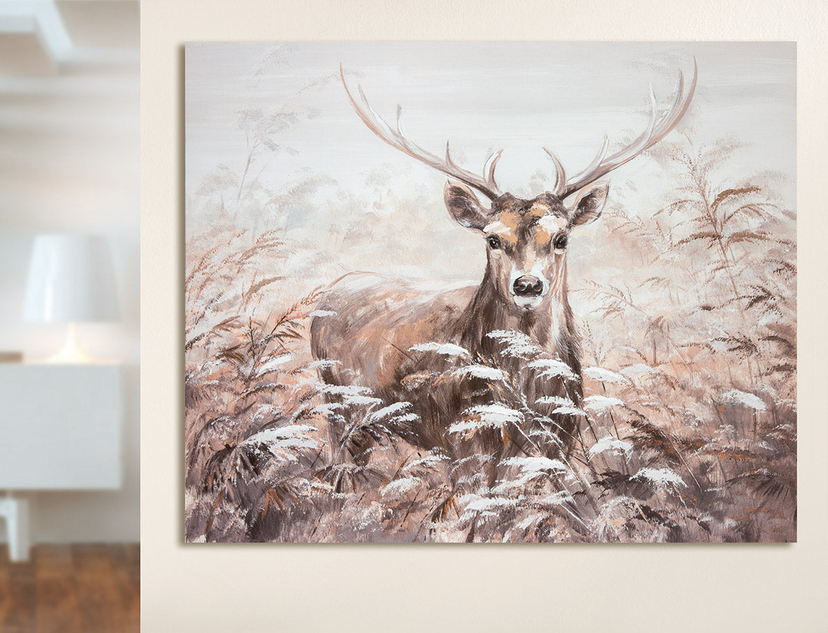 Hirsch bruin hertenschilderij 100 cm