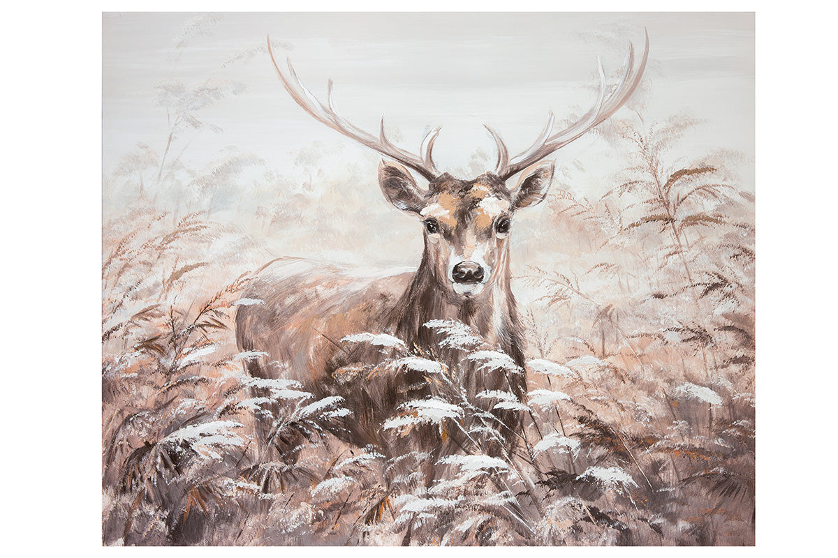 Hirsch bruin hertenschilderij 100 cm