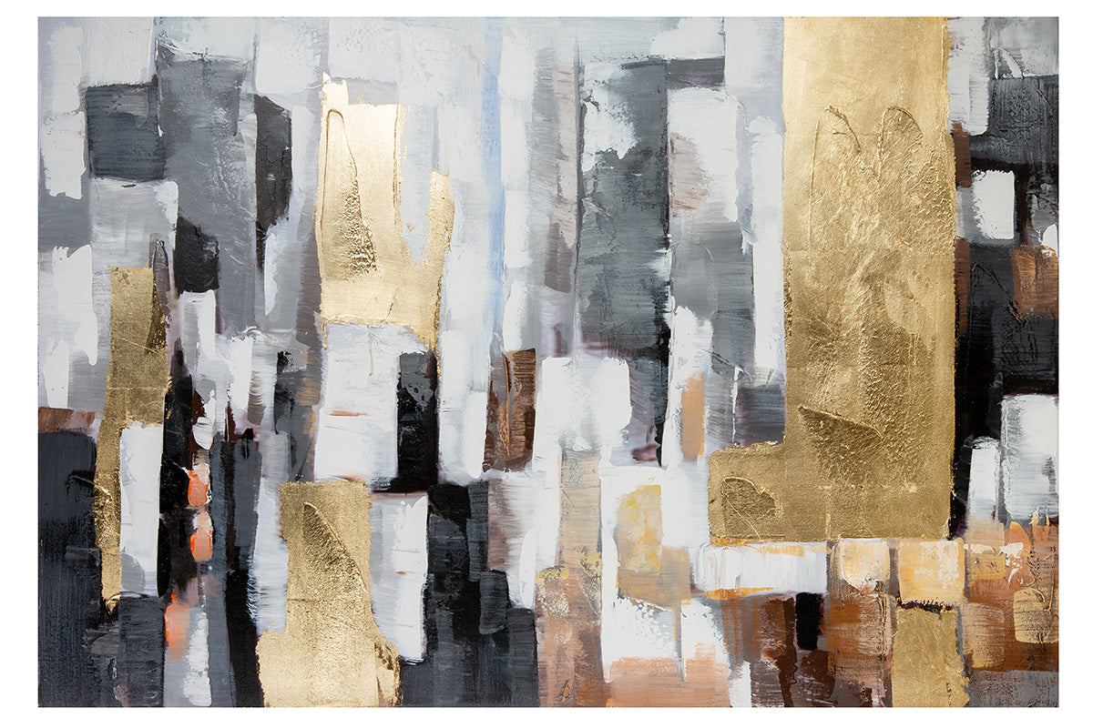 Goud-grijs schilderij Rechtecke 120 cm