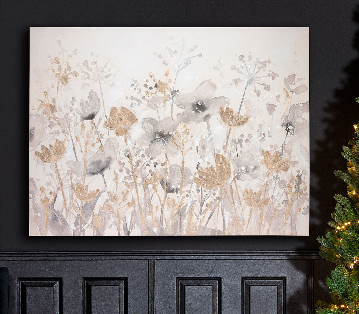 Crème schilderij Blumenwiese 120 cm