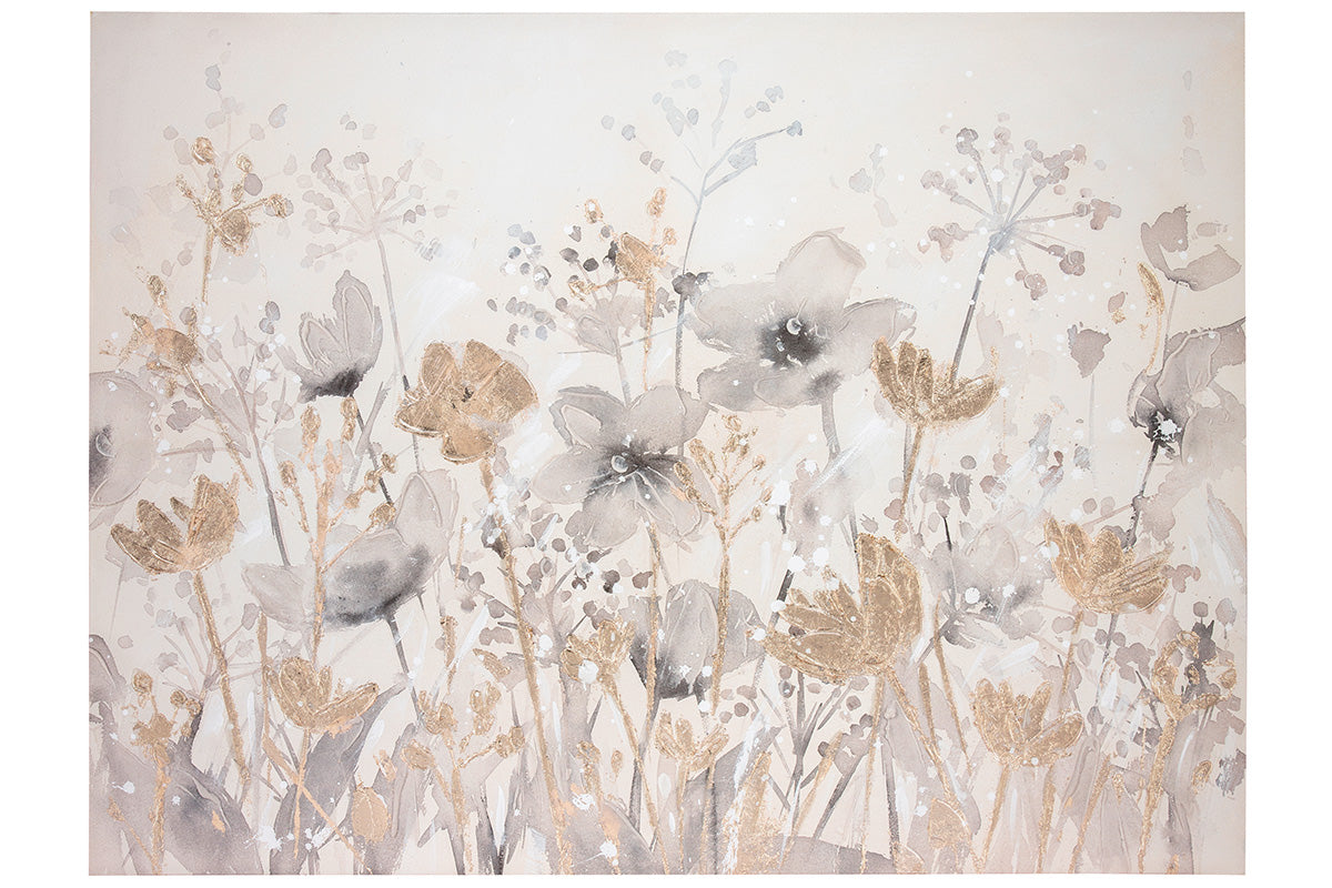 Crème schilderij Blumenwiese 120 cm
