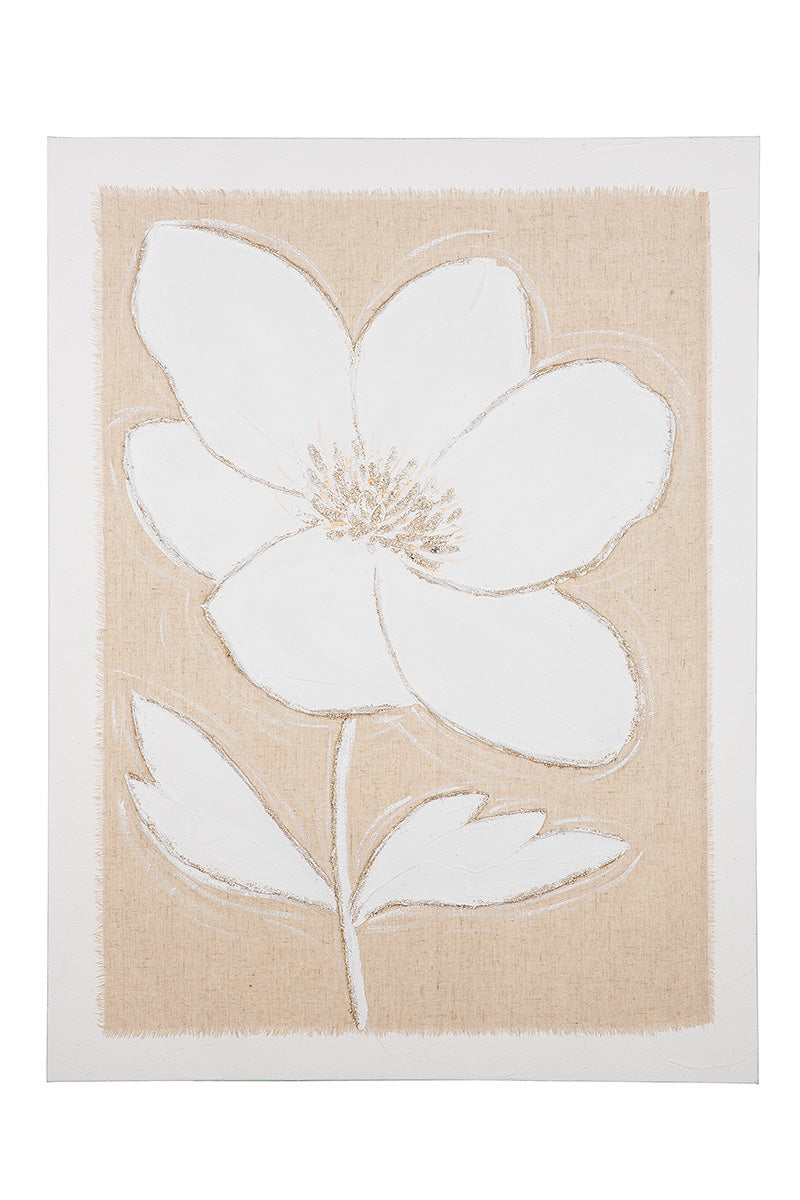 Crème schilderij Blume auf Tuch