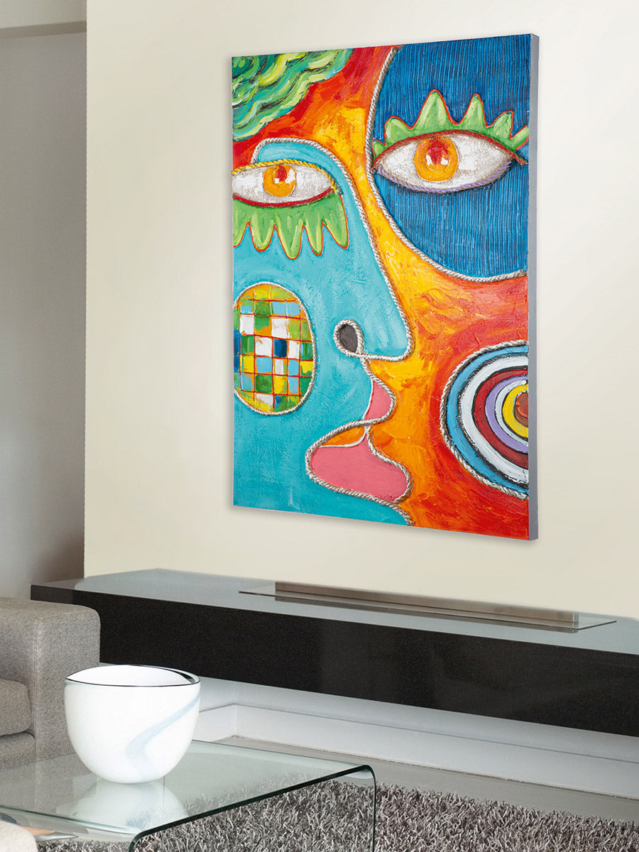 Visage kleurrijk 3D schilderij 120 cm
