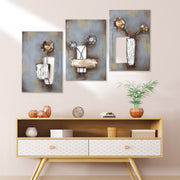 Bloemen-Trio metalen wanddecoratie