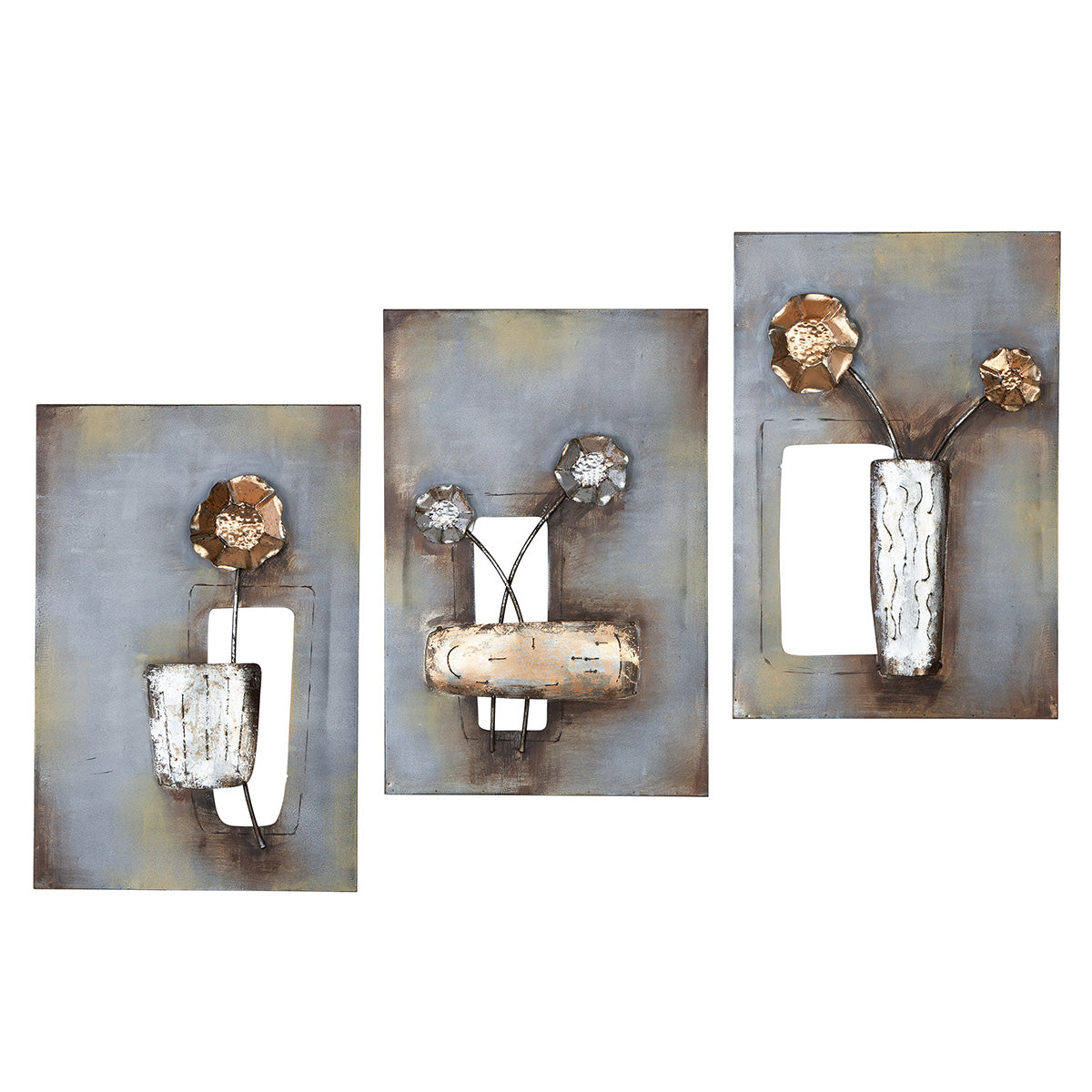 Blumen-Trio metalen wanddecoratie