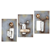 Bloemen-Trio metalen wanddecoratie