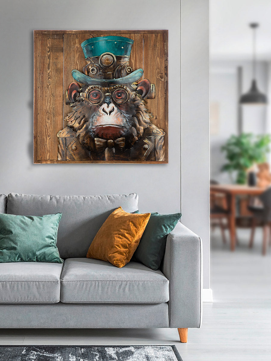 Steampunk Ape 3D wanddecoratie 50 cm