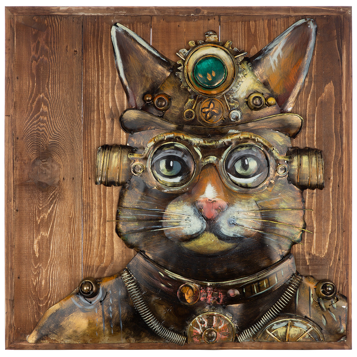 Steampunk Cat 3D wanddecoratie 50 cm