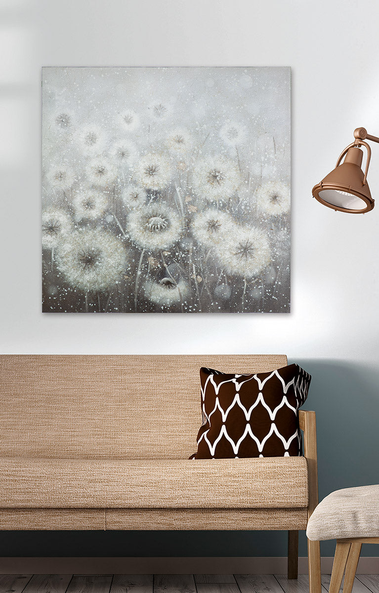 Grijs schilderij Dandelion 100 cm