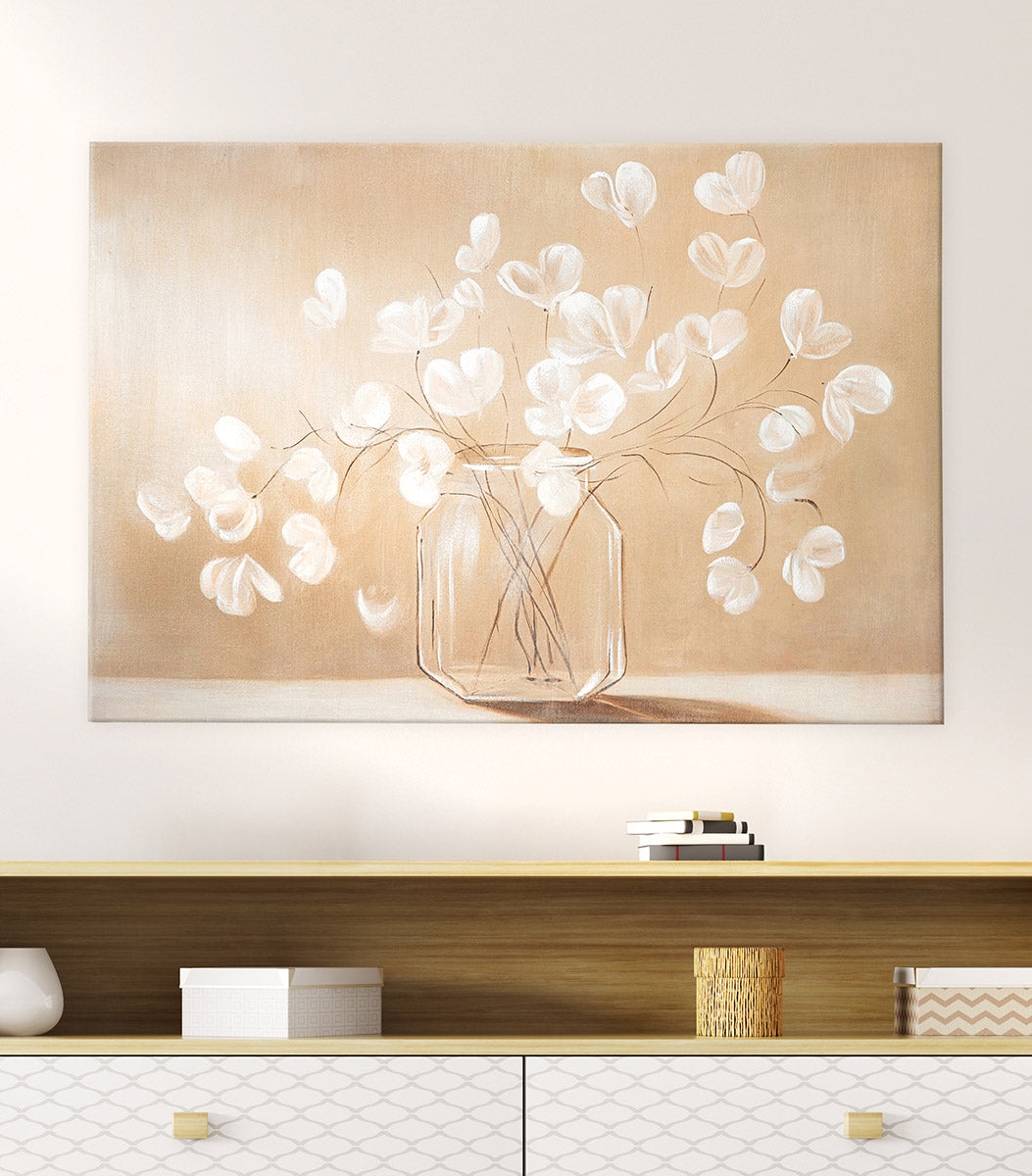 Bruin plantenschilderij 90 × 60 cm