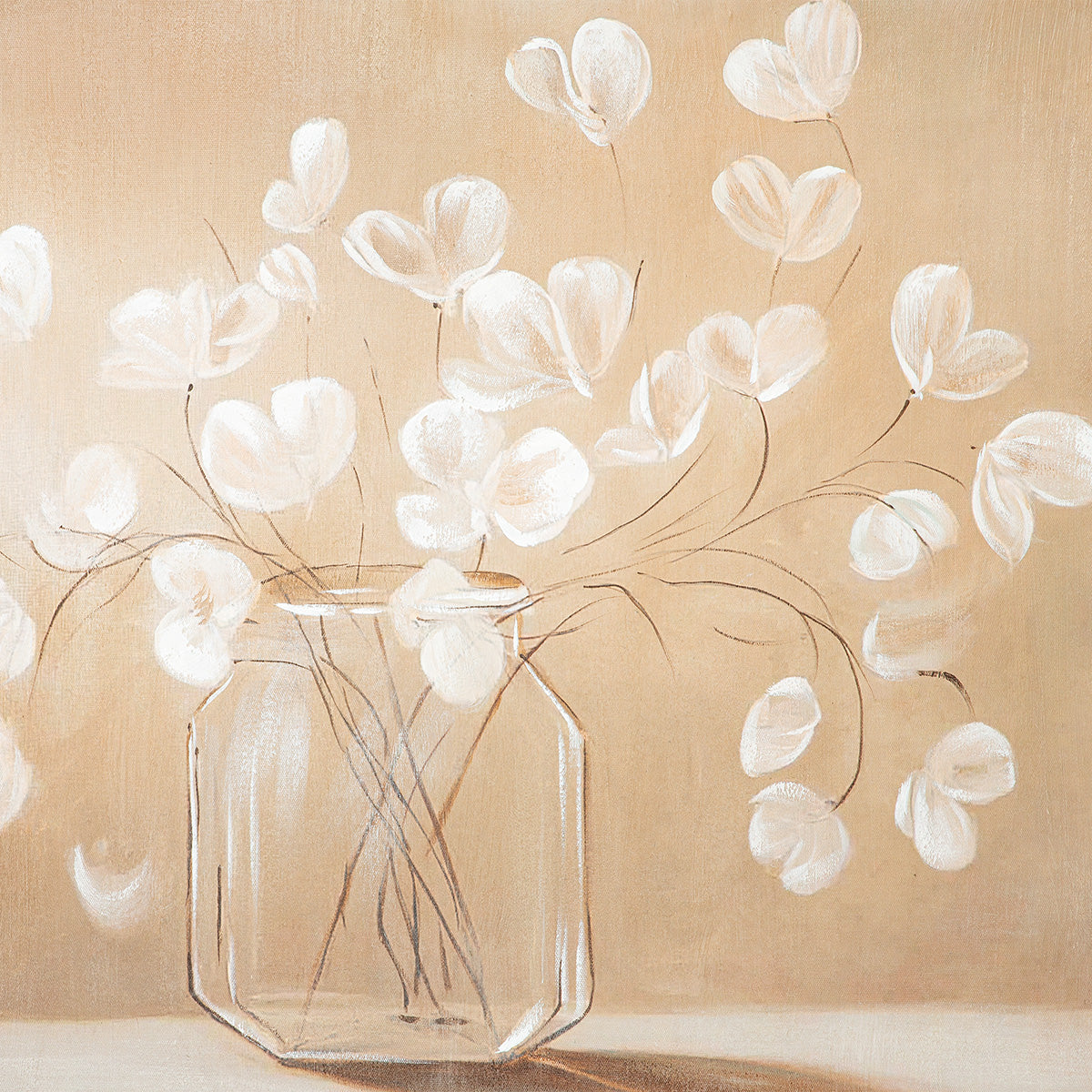 Bruin plantenschilderij 90 × 60 cm