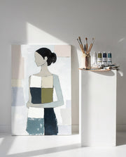 Blauw schilderij Janina 90 cm