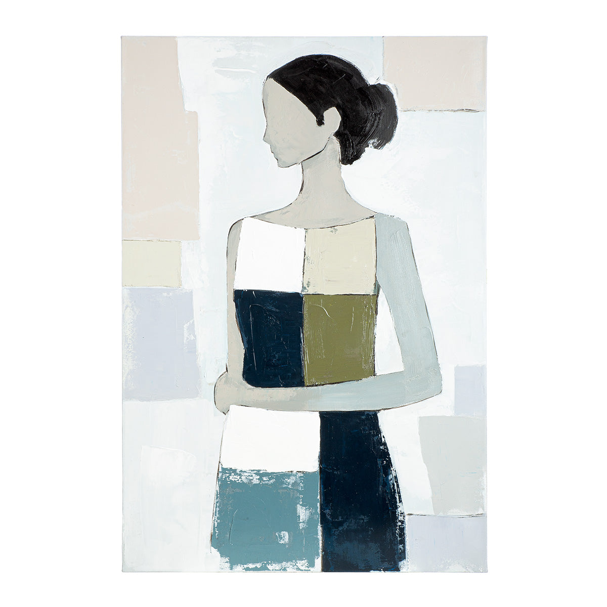 Blauw schilderij Janina 90 cm