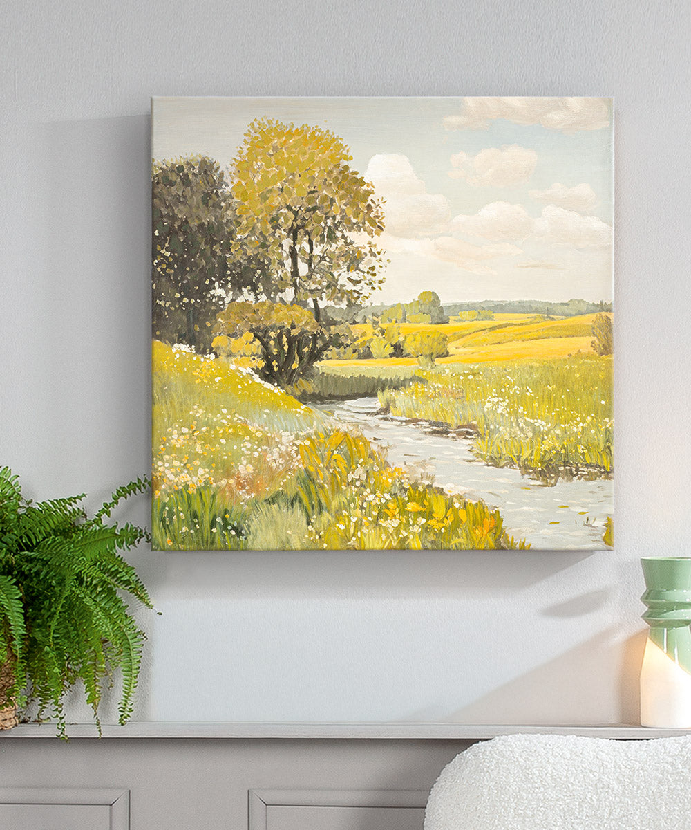 Groen schilderij Quiet Stream 80 cm