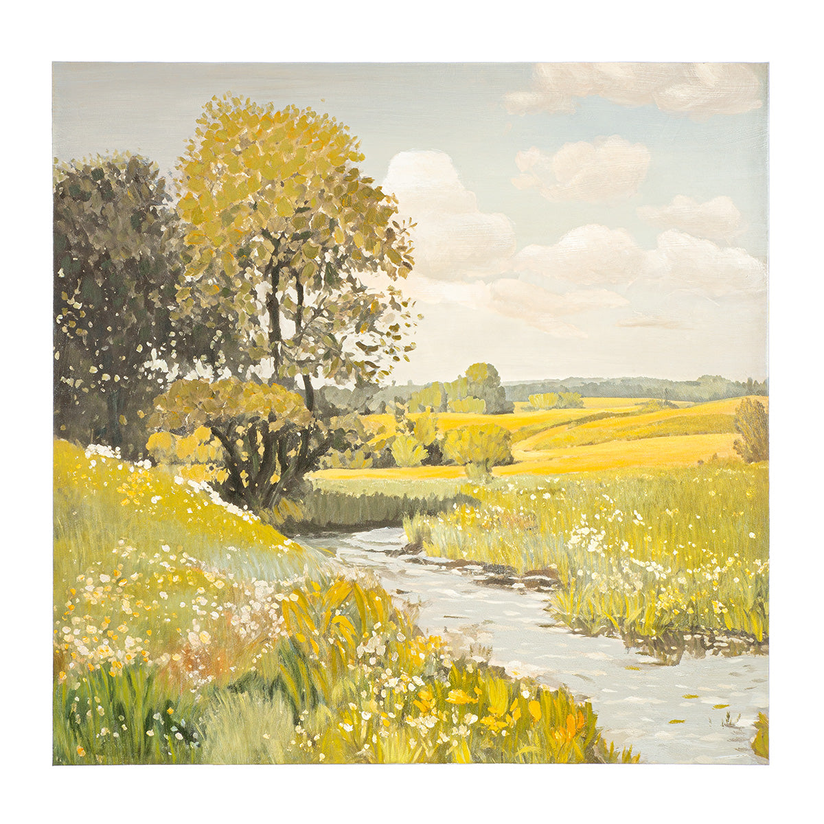 Groen schilderij Quiet Stream 80 cm