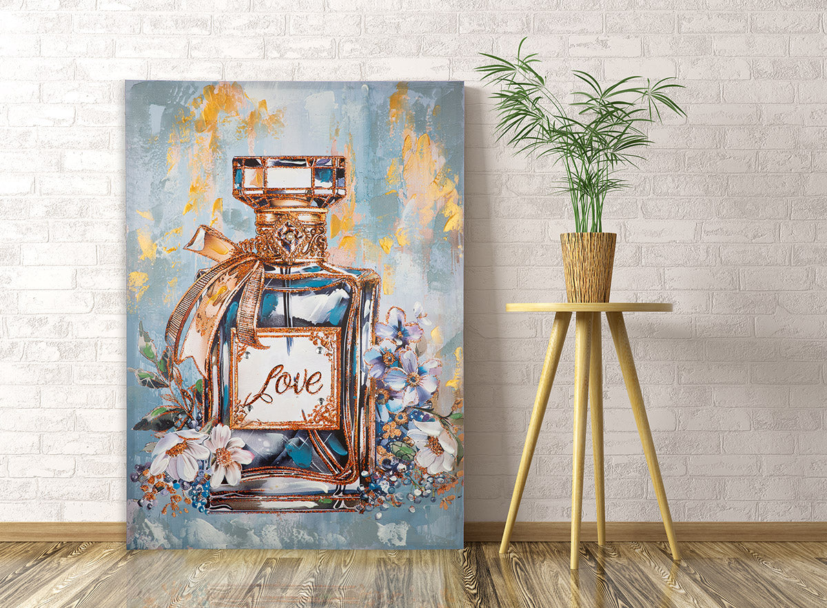 Flacon d'amour blauw schilderij 100 cm