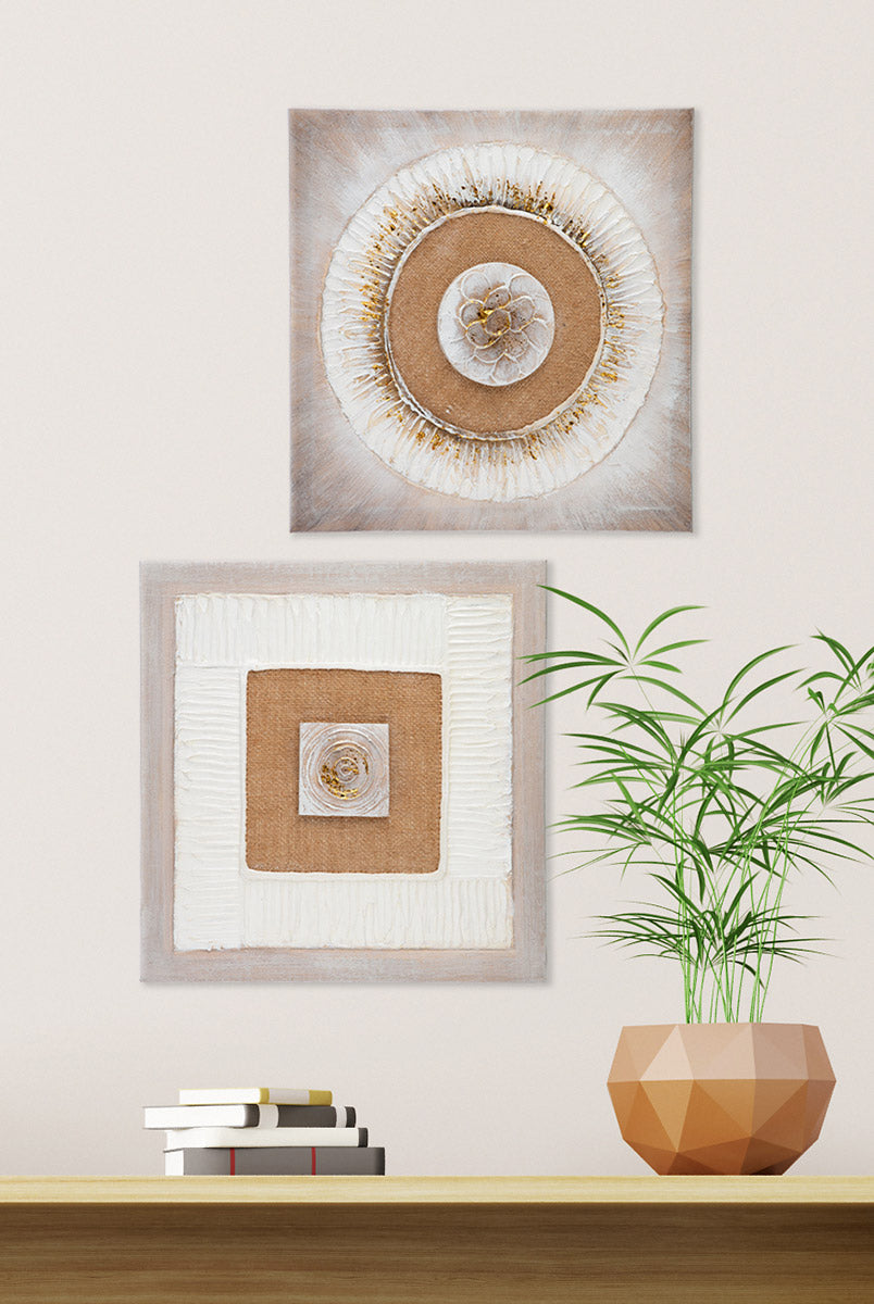 Wit 3D-schilderij Jute 30 cm