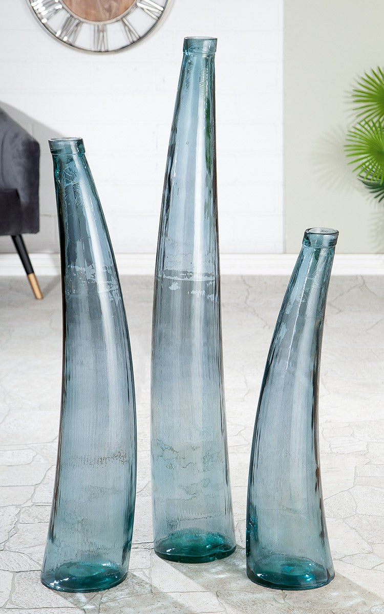 Blauwe glazen vloervaas 120 cm
