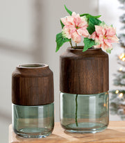 Colletta vaas glas en hout 28 cm