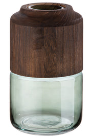 Colletta vaas glas en hout 28 cm