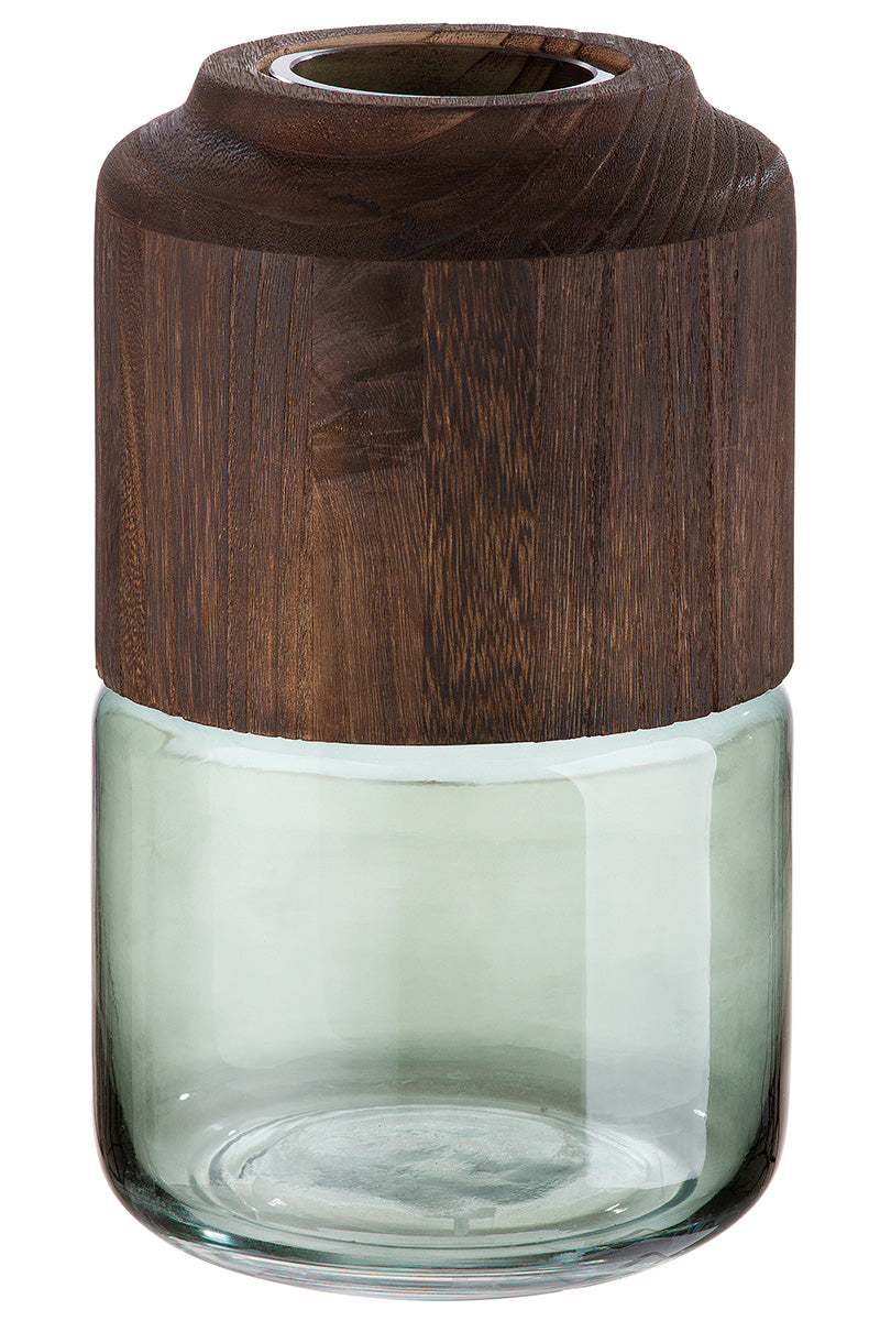 Colletta vaas glas en hout 28 cm