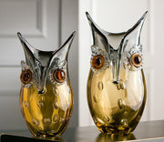 Uil Vaas Geel Glas Handgeblazen