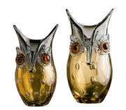 Uil Vaas Geel Glas Handgeblazen