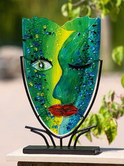 Groene glazen vloervaas Twinkle