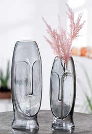 Moai Gezichtsvaas Grijs Glas