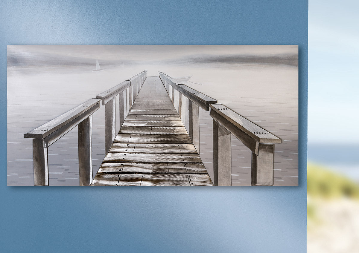Bootssteg 3D brug schilderij 150 cm