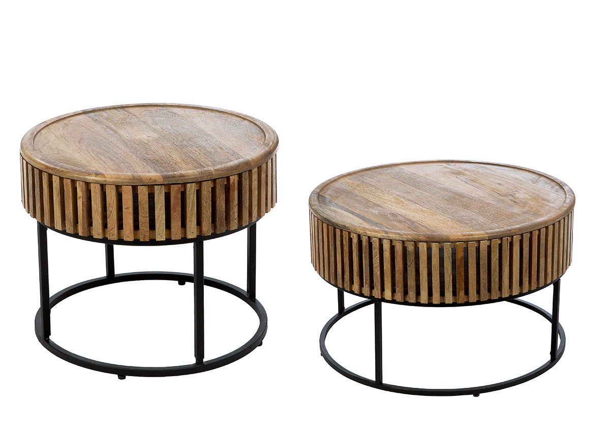 Roseau Ronde Mango Bijzettafel Set