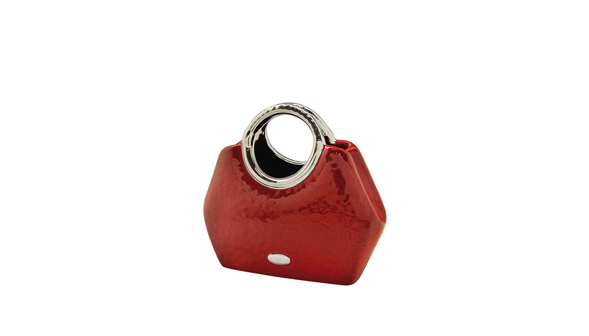 Milano Handtasvaas Rood-Zilver 21 cm