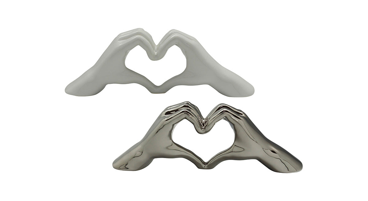 Keramisch Hart Zilver Wit XL